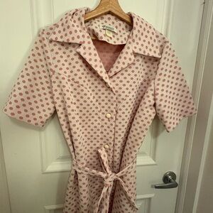 *Vintage* Pink Polka Dot Shirt Dress with Tie Waist